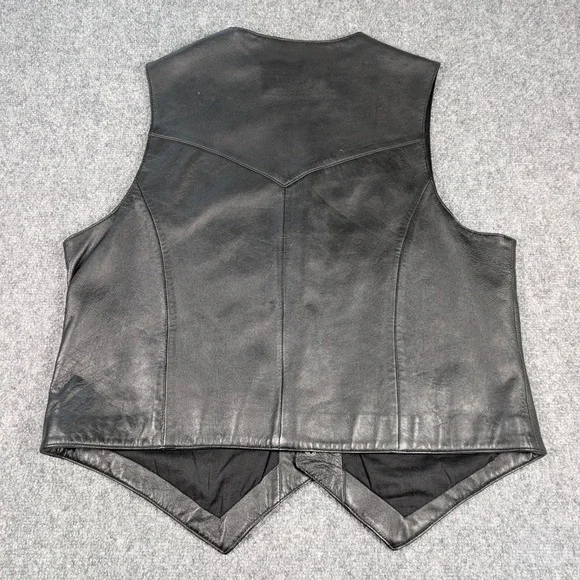 Scully Mens Black Leather Western Vest Star Buttons XL Pointed Yoke Biker Cowboy - Picture 7 of 7